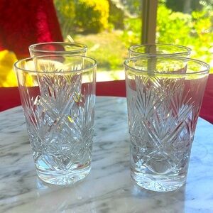 Vintage Set of 4 Webb England crystal St Andrews whiskey glasses signed